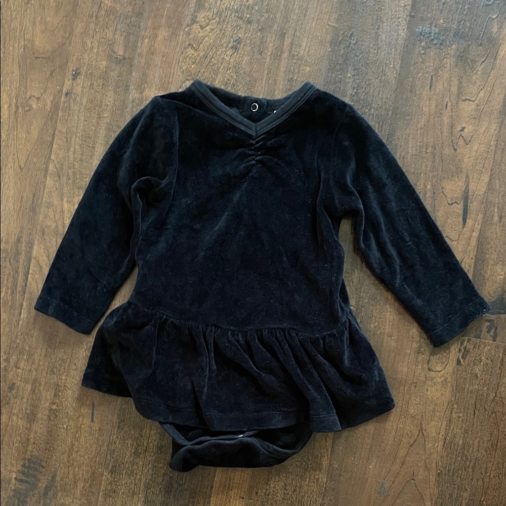 kate quinn girls Black Velvet Baby Peplum Bodysuit